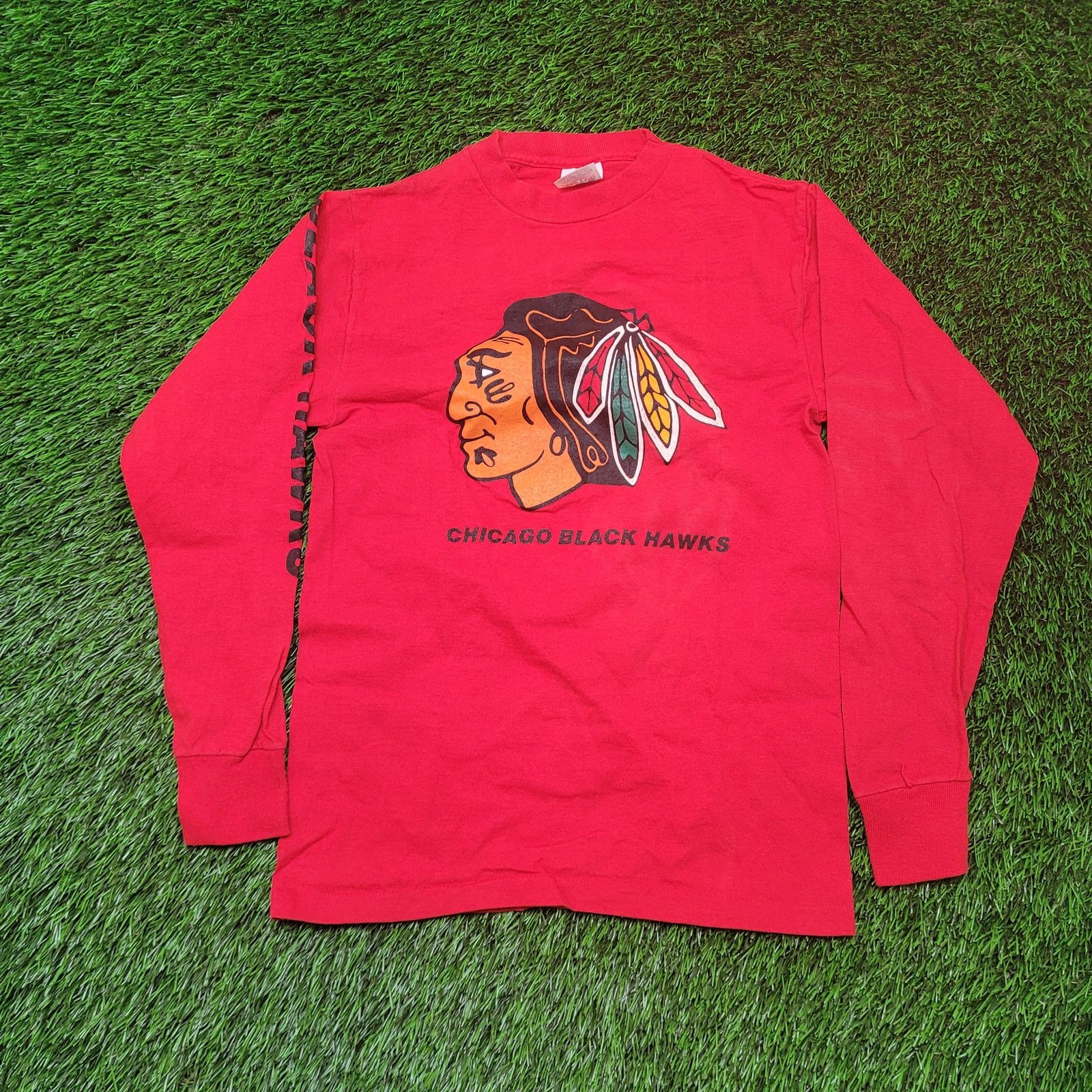 Vintage VTG 80s Chicago Blackhawks Long Sleeve T-Shirt Womens XS/S Size XS / US 0-2 / IT 36-38 - 1 Thumbnail