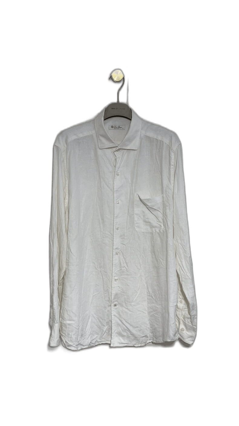 Loro Piana Loro Piana Men's White Long-Sleeve Shirt- Size US L / EU 52-54 / 3 - 1 Thumbnail