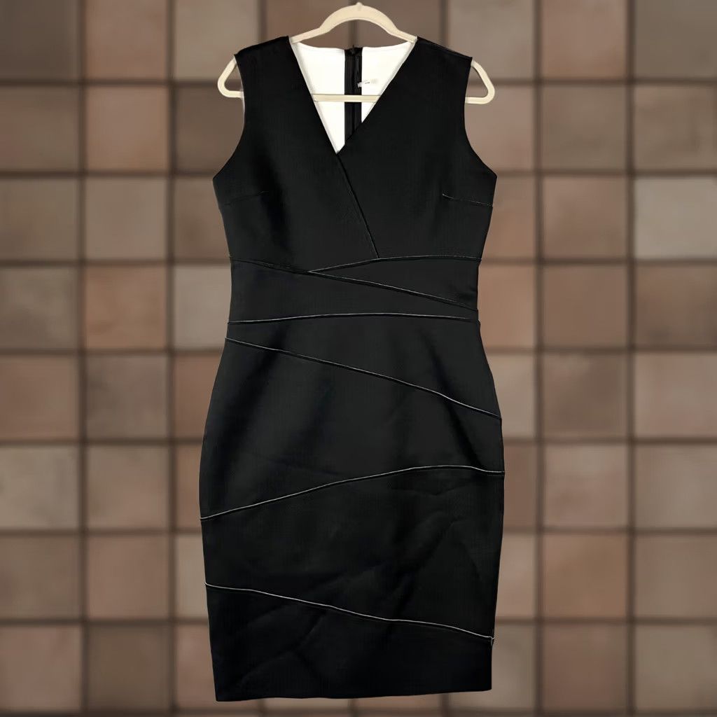 tahari black dress Women Sheath Tank Rayon Round Neck Mid Calf Size XL Black Approximately 43.5In From Shoulder To Hem Model Is 511 And Is Wearing A Size 4 Armoire | Rent this Elie