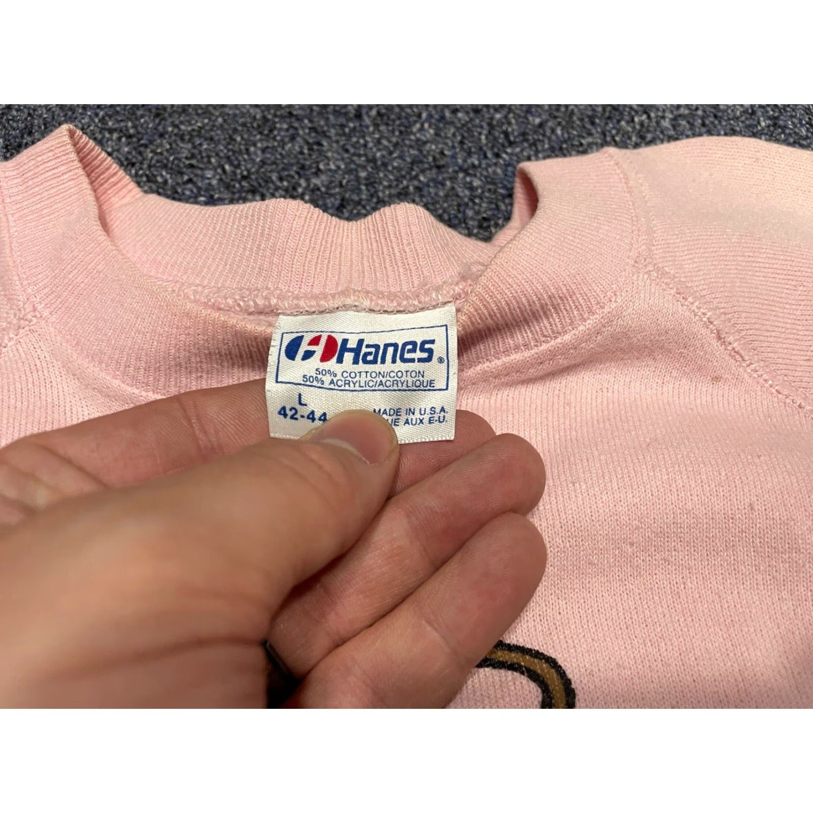 Jerzees VINTAGE Jerzees Sweatshirt Unisex Adults L 80s 90s Cow Pink Long Sleeve Crew Neck Pullover Activewear Size L / US 10 / IT 46 - 3 Thumbnail