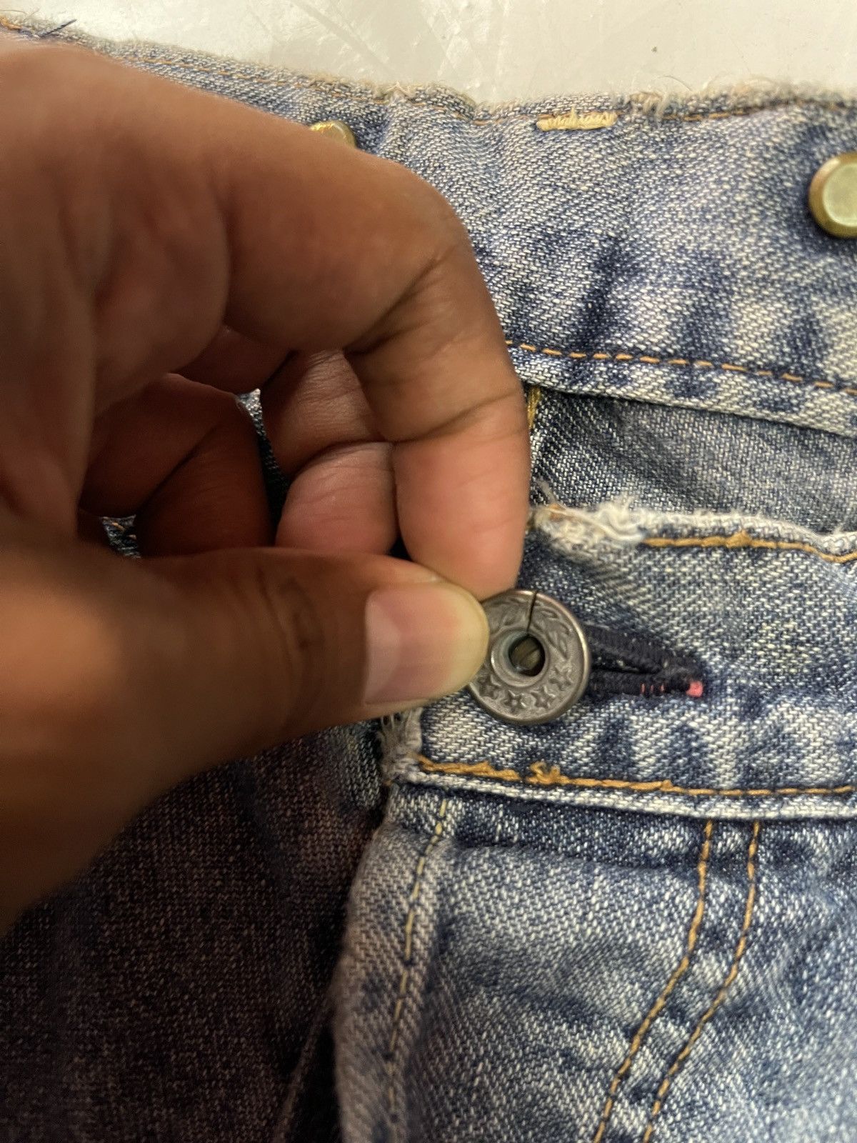 If Six Was Nine × Japan Blue × Le Grande Bleu (L.G.B.) Vintage Selvedge Distressed Blue Way Denim Size US 30 / EU 46 - 12 Thumbnail