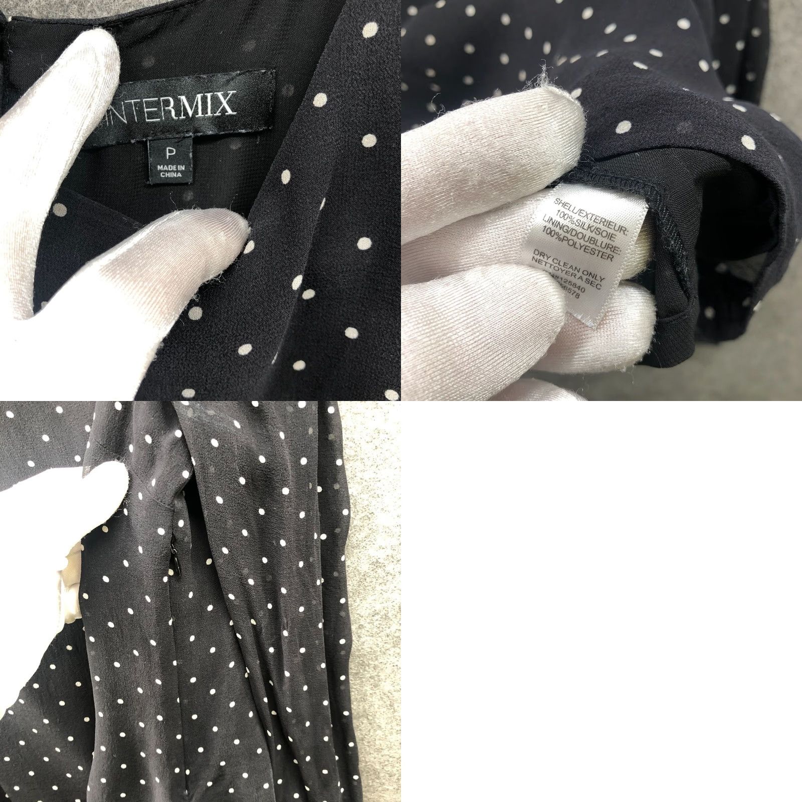 Vintage Intermix Silk Blouse Womens S Black White Polka Dot Puff Sleeve Long Sleeve Round Neck Shirt Women’s S Polka Dot Puff Sleeve Blouse Size S / US 4 / IT 40 - 8 Thumbnail