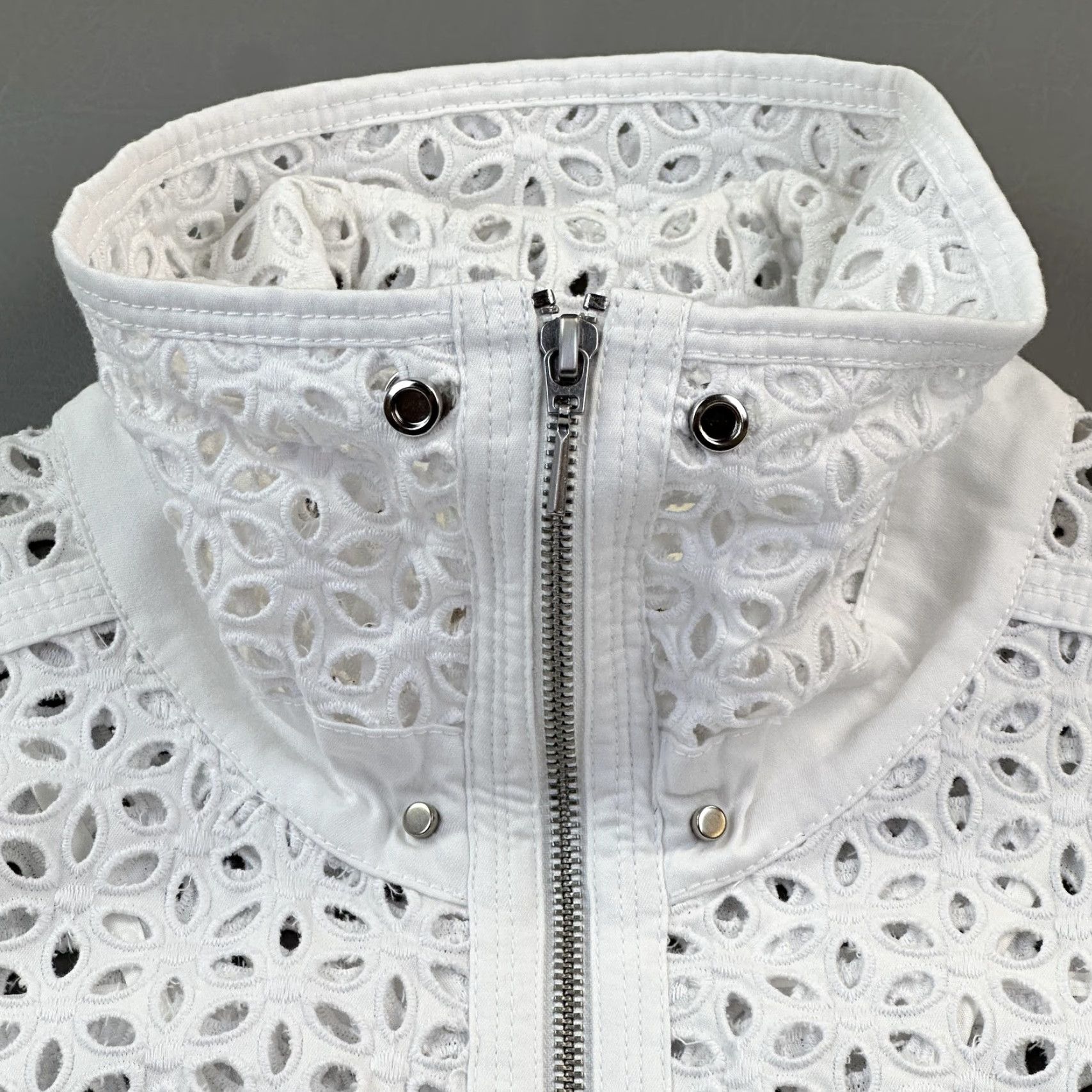 Vintage Etcetera Jacket Women's 16 White Eyelet Embroidered Full Zip Drawstring Boho Jacket DFS Size XXL / US 16-18 / IT 52-54 - 5 Thumbnail