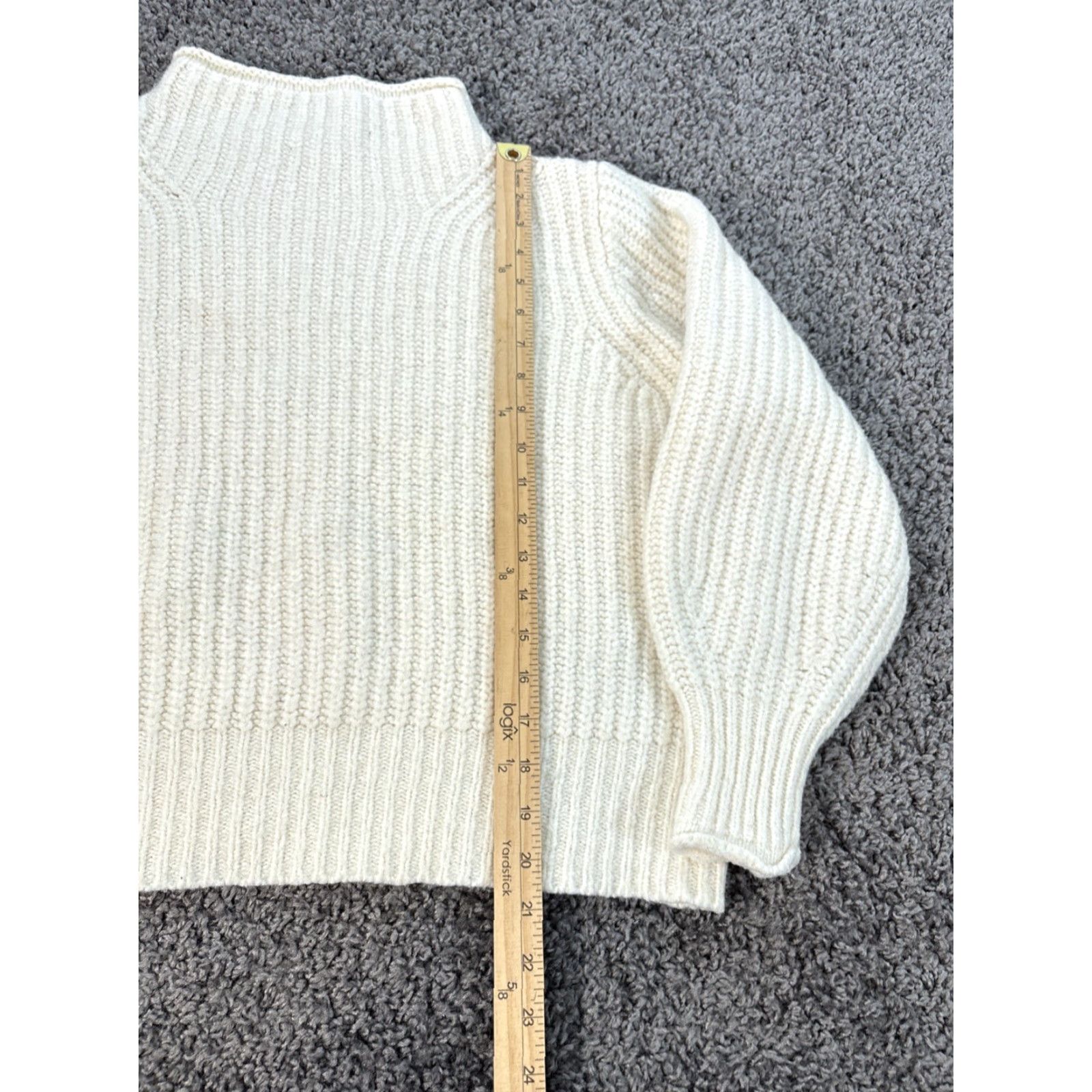 Madewell Madewell Sweater Women’s XL White Chunky-Knit Wool-Blend Mock Neck Fisherman Sweatshirt Pullover Women's Size XL / US 12-14 / IT 48-50 - 2 Thumbnail