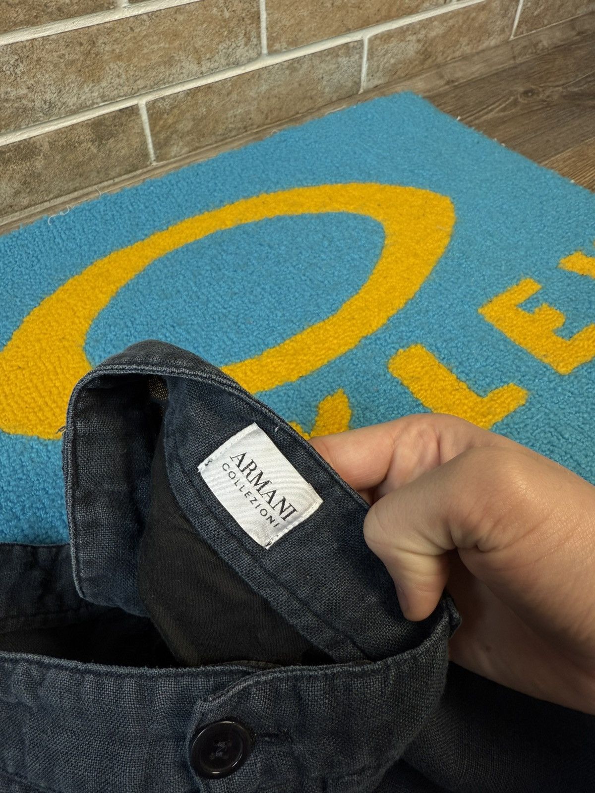Armani Collezioni × Vintage Vintage Armani Collezioni Blue Wide Linen Pant Size US 33 - 14 Thumbnail
