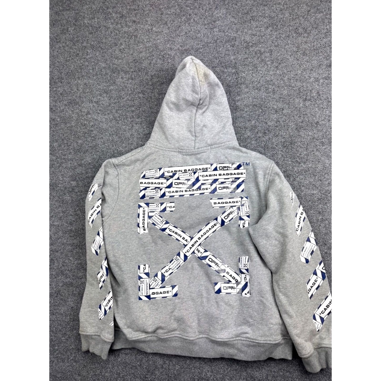 Off-White Off-White Cabin Baggage Tape Arrows Hoodie Mens L Gray Pullover Sweatshirt Pocket Size US L / EU 52-54 / 3 - 7 Thumbnail