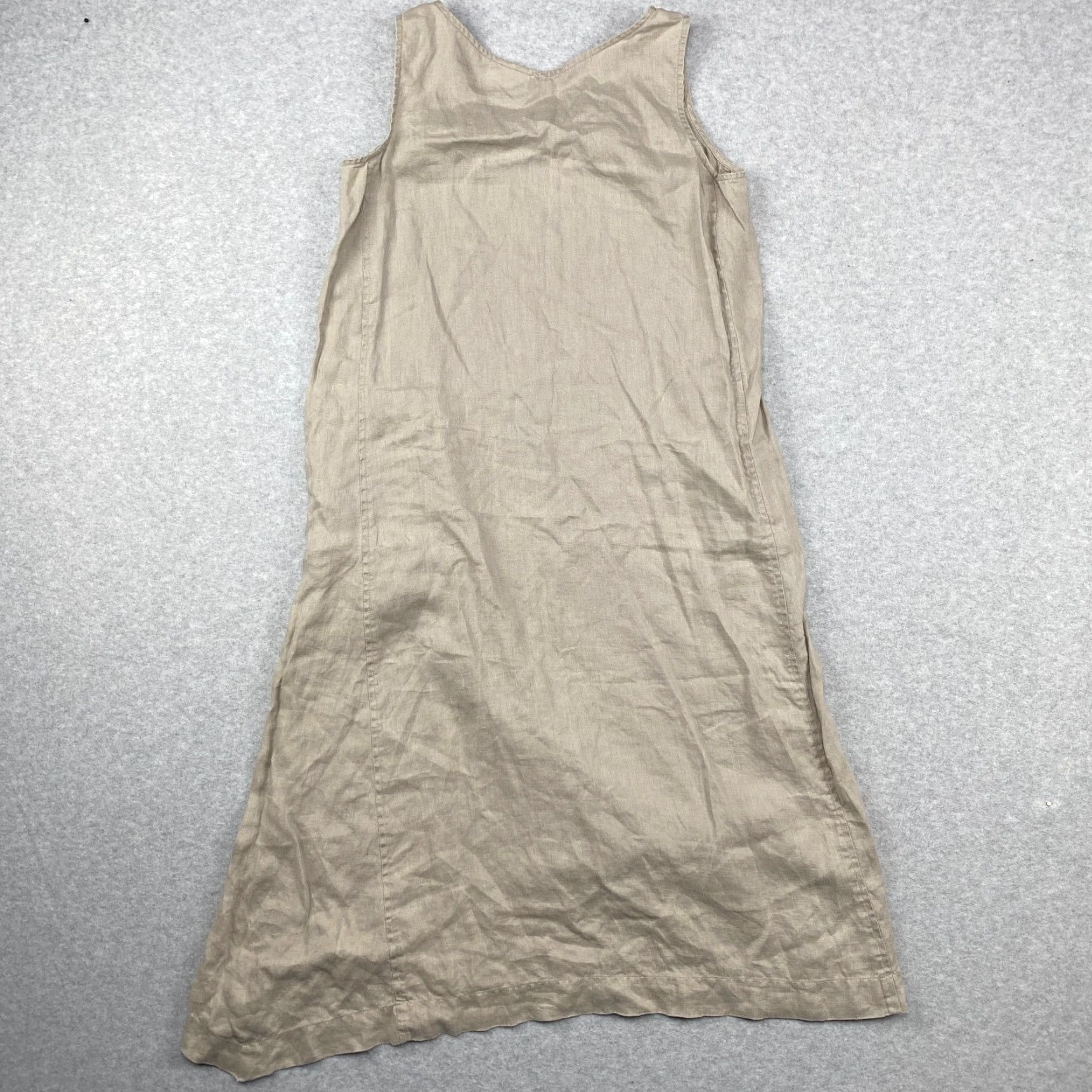 Vintage VINTAGE? No — Pure Jill Linen Dress Womens 2XS Khaki Shift Sleeveless V-Neck Asymmetric Hem Dress Size XXS / US 00 / IT 34 - 5 Thumbnail