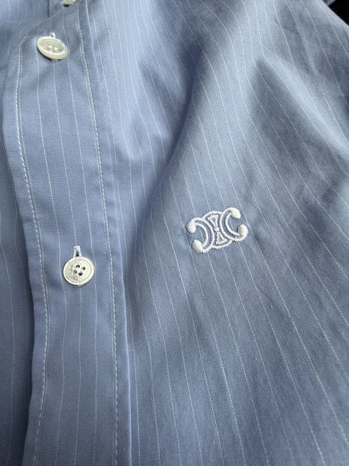 Celine × Hedi Slimane SS24 Celine Triomphe logo blue stripe shirt Hedi sample 39 Size US M / EU 48-50 / 2 - 21 Thumbnail
