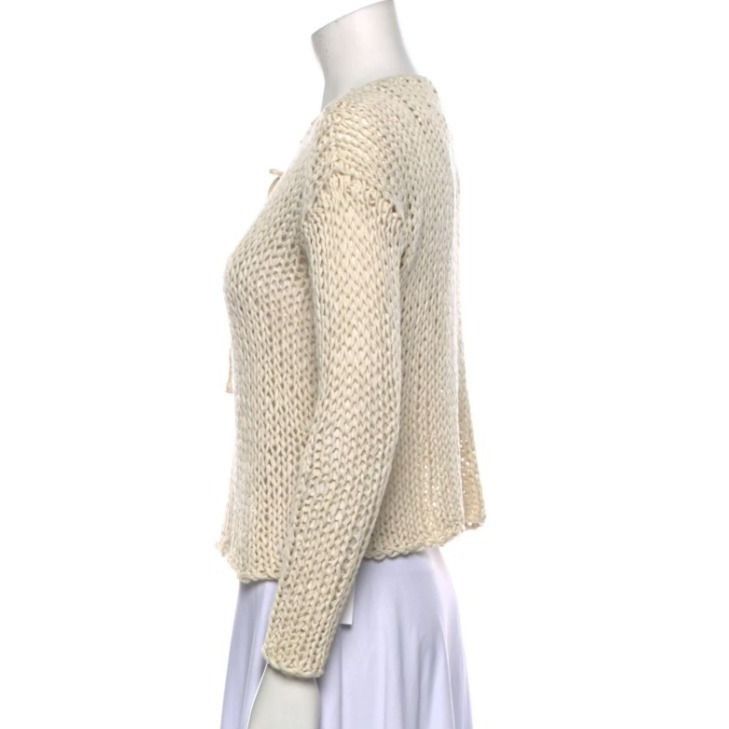Vince ⭐Vince Womens Sweater Hand Knitted Sz S Long Sleeve Tie 100% Size S / US 4 / IT 40 - 2 Thumbnail