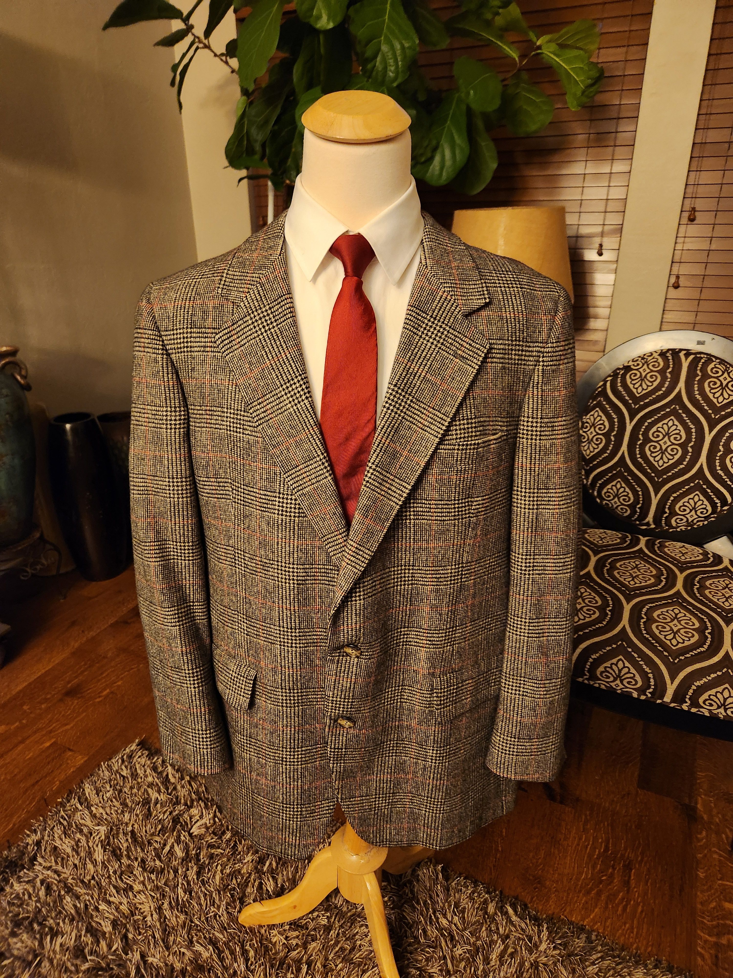 Vintage 80's Rothchild's 100% Camel Hair Glen Plaid Blazer