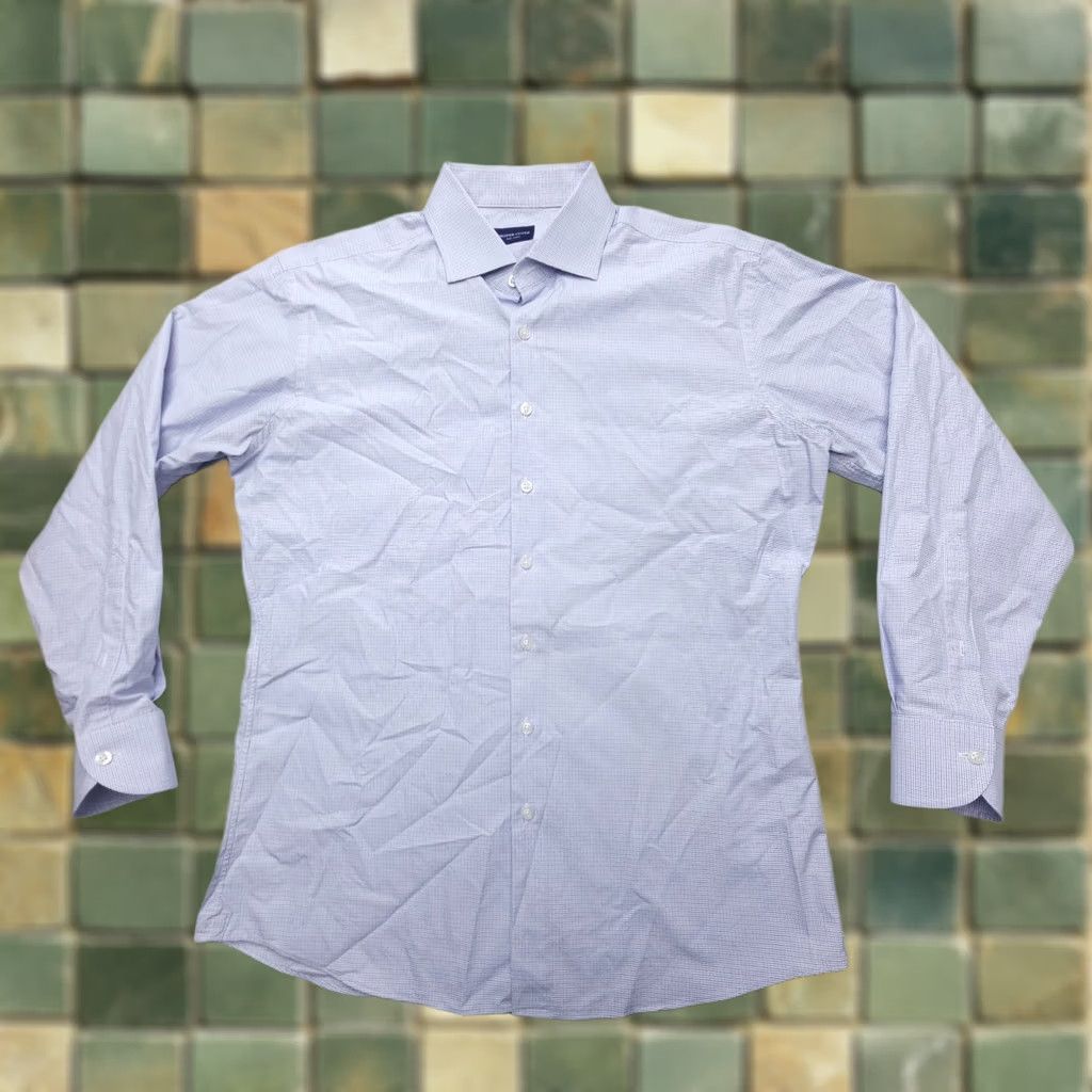 Proper Cloth Proper Cloth Dress Shirt Mens XL Blue Check 100% Cotton Formal Business Size 46R - 1 Thumbnail
