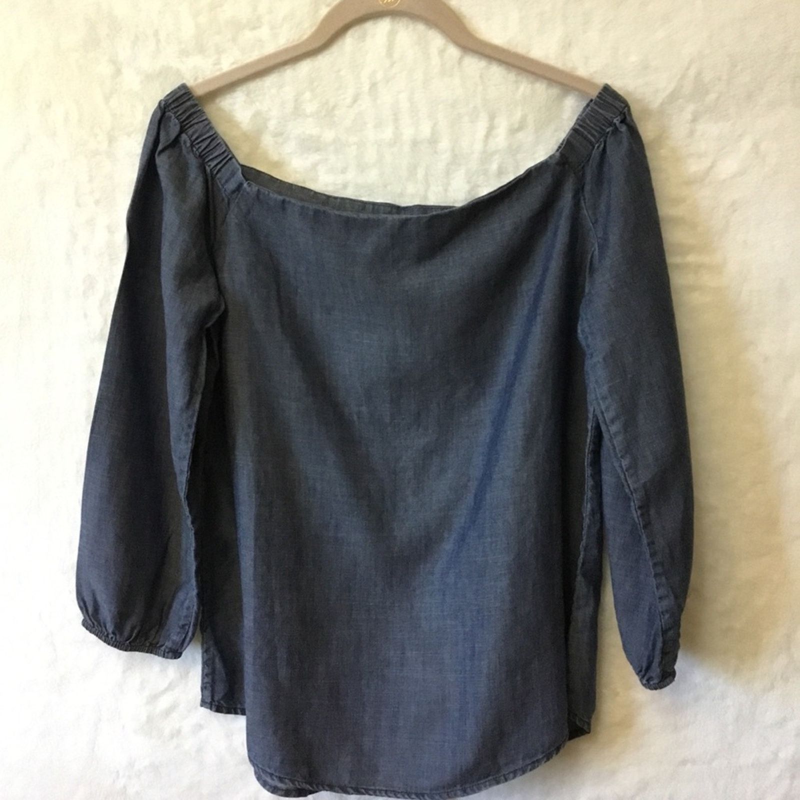Chicos Chico's Blue Jean Square Neck Long-Sleeve Top Size XS / US 0-2 / IT 36-38 - 7 Thumbnail