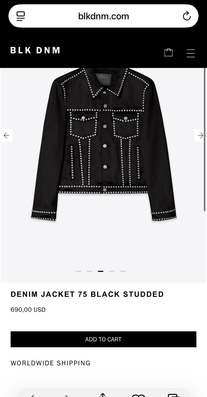 Blk Dnm Denim studded jacket 75 size EU 46 USA 36 medium Size US S / EU 44-46 / 1 - 7 Thumbnail