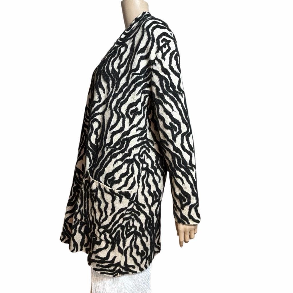 Zara Zara Knit Limited Edition Textured Zebra Cardigan Coat, Luxe Size M / US 6-8 / IT 42-44 - 6 Thumbnail