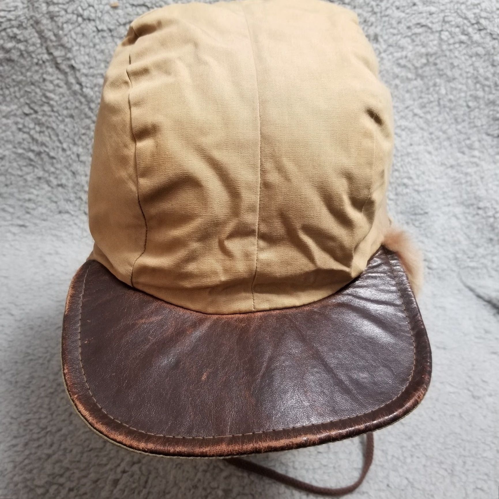 Vintage VINTAGE Aviator Trapper Hat Leather & Shearling Mens Large Brown Paul Leinburd Crowncap Hat Adult Large Brown Leather Bill Size ONE SIZE - 3 Thumbnail