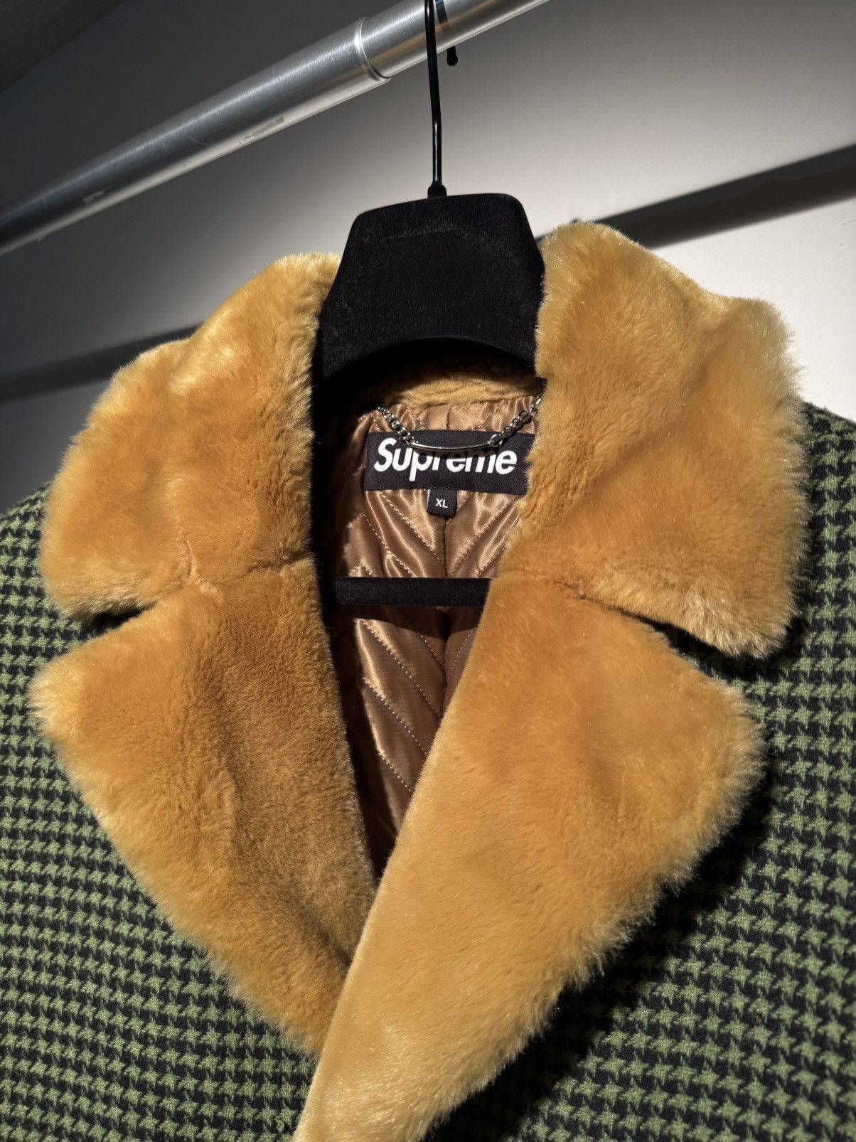 Supreme Supreme Fur Collar Car Coat Green Houndstooth Size US XL / EU 56 / 4 - 5 Thumbnail