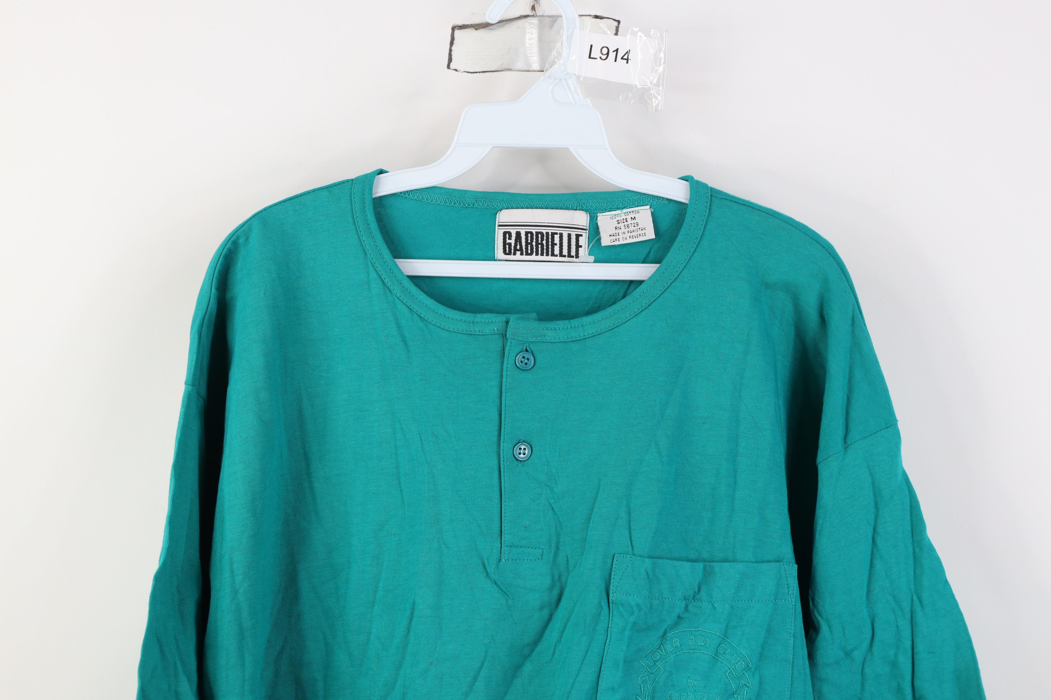 Vintage Vintage 90s Streetwear Club Baggy Fit Henley T-Shirt Teal Size M / US 6-8 / IT 42-44 - 2 Thumbnail