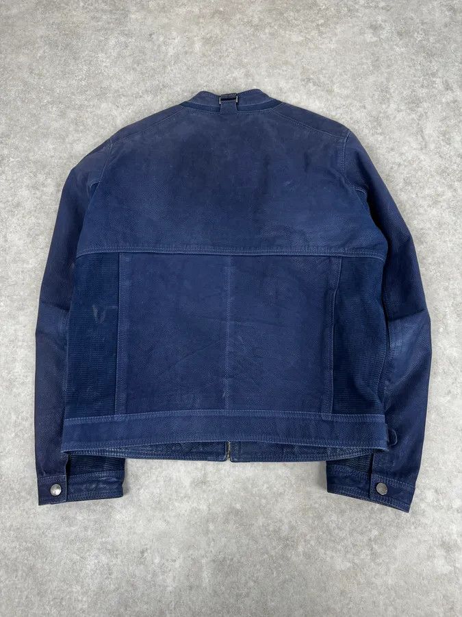 Versace 2000s Versace Navy Biker Leather Jacket Size US M / EU 48-50 / 2 - 4 Thumbnail