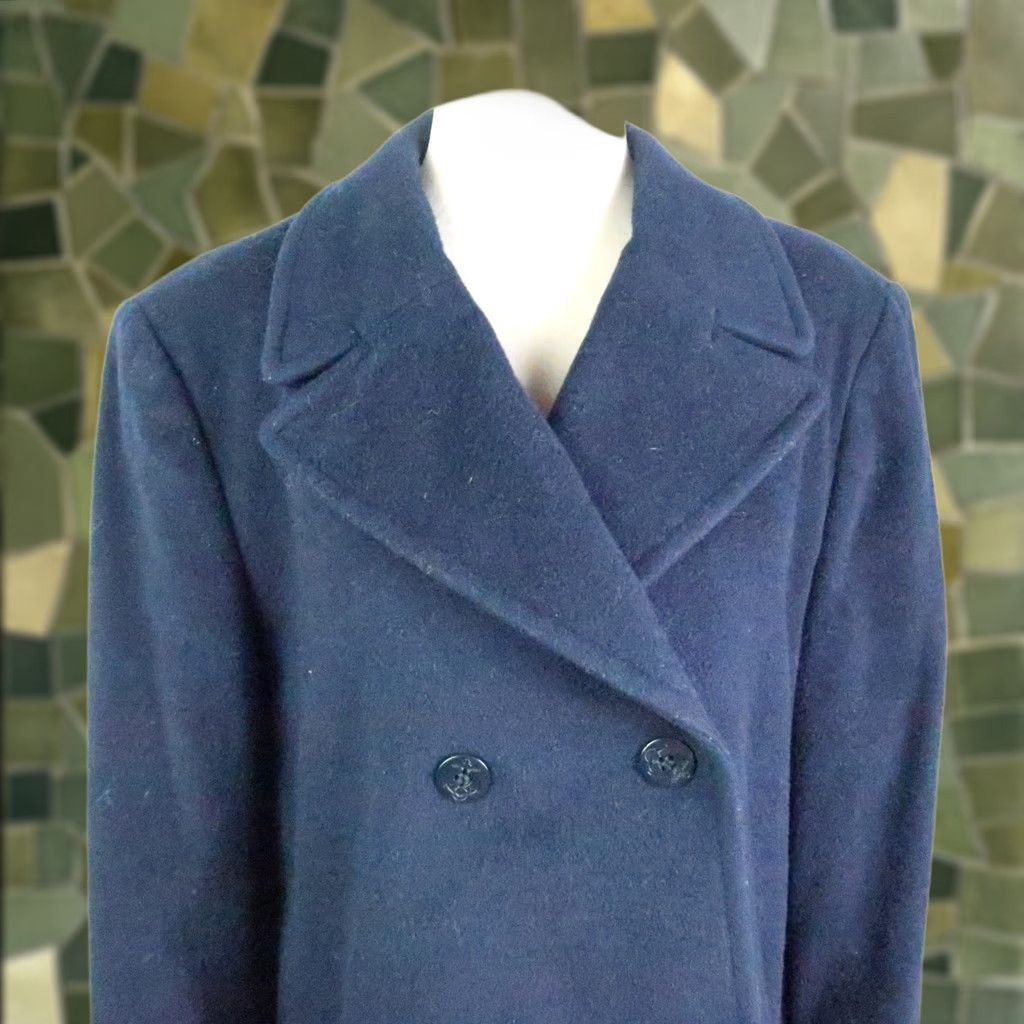 Vintage VINTAGE Casual Corner Pea Coat Navy Blue Wool L Womens 90s Coat Long Sleeve Buttons Fall Winter Size L / US 10 / IT 46 - 1 Thumbnail