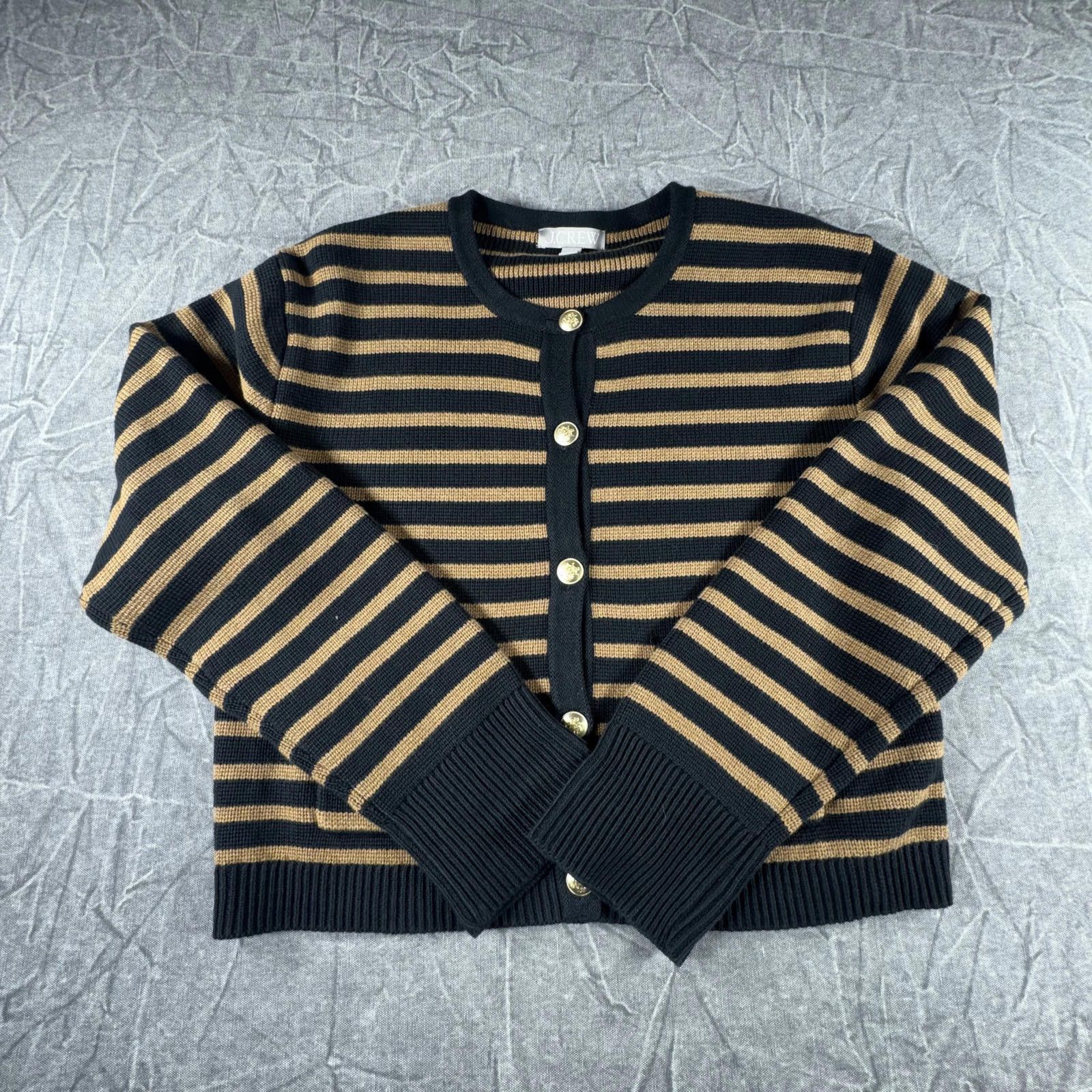 J.Crew J-Crew Sweater Women's S Black Tan Striped 2024 Cotton Size S / US 4 / IT 40 - 1 Thumbnail