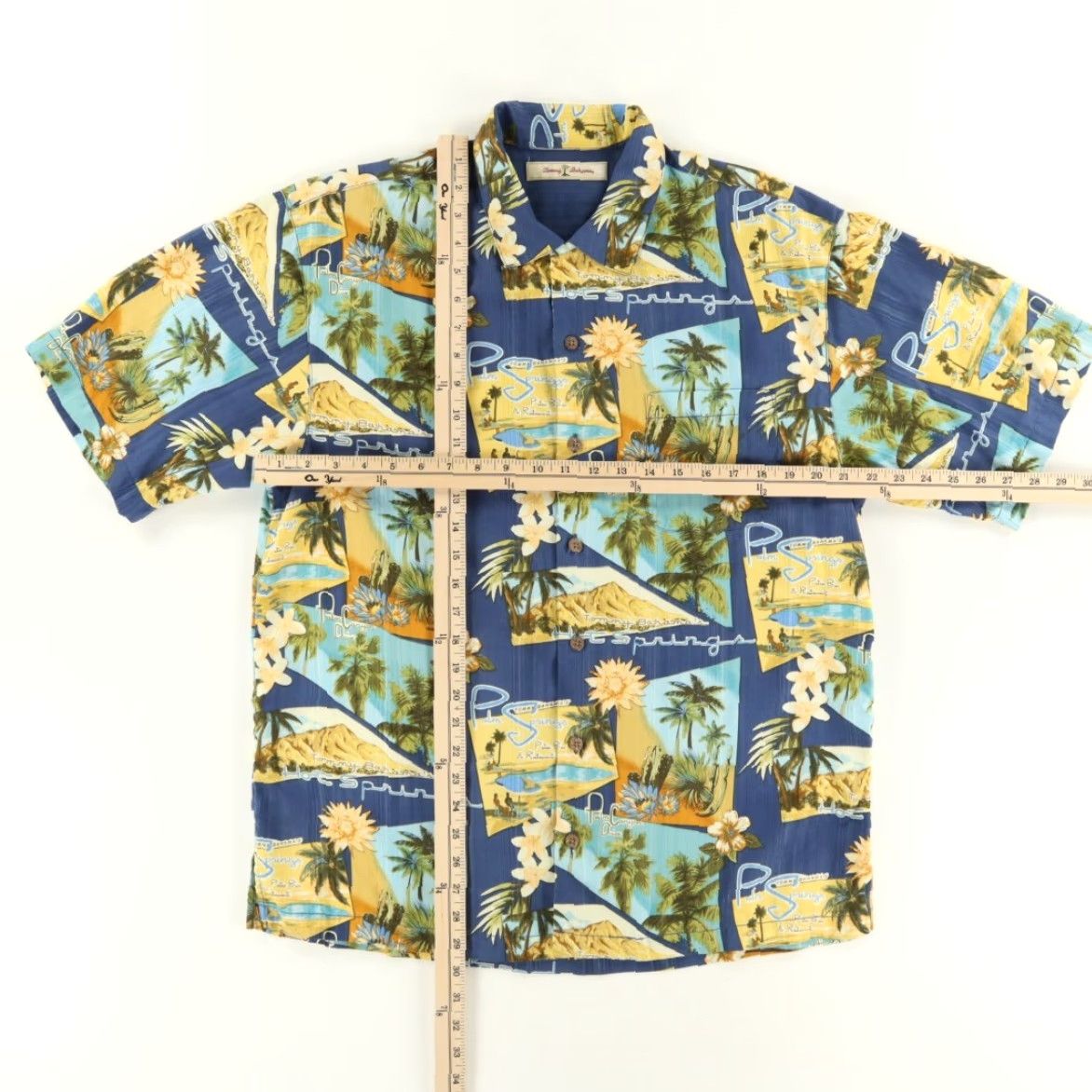Tommy Bahama Tommy Bahama Palm Hot Springs Camp Silk All Over Print Button Up Shirt Blue Men's M Size US M / EU 48-50 / 2 - 3 Thumbnail