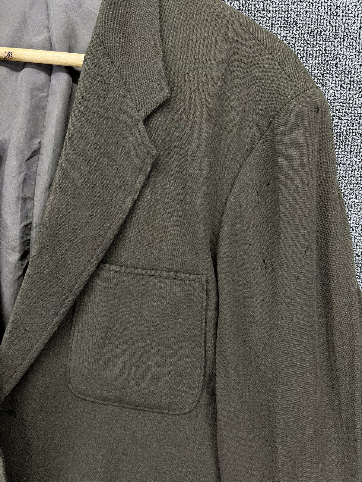 Yohji Yamamoto Vintage Yohji Yamamoto Trashed Wool Blazer Coats Jacket Size US M / EU 48-50 / 2 - 14 Thumbnail