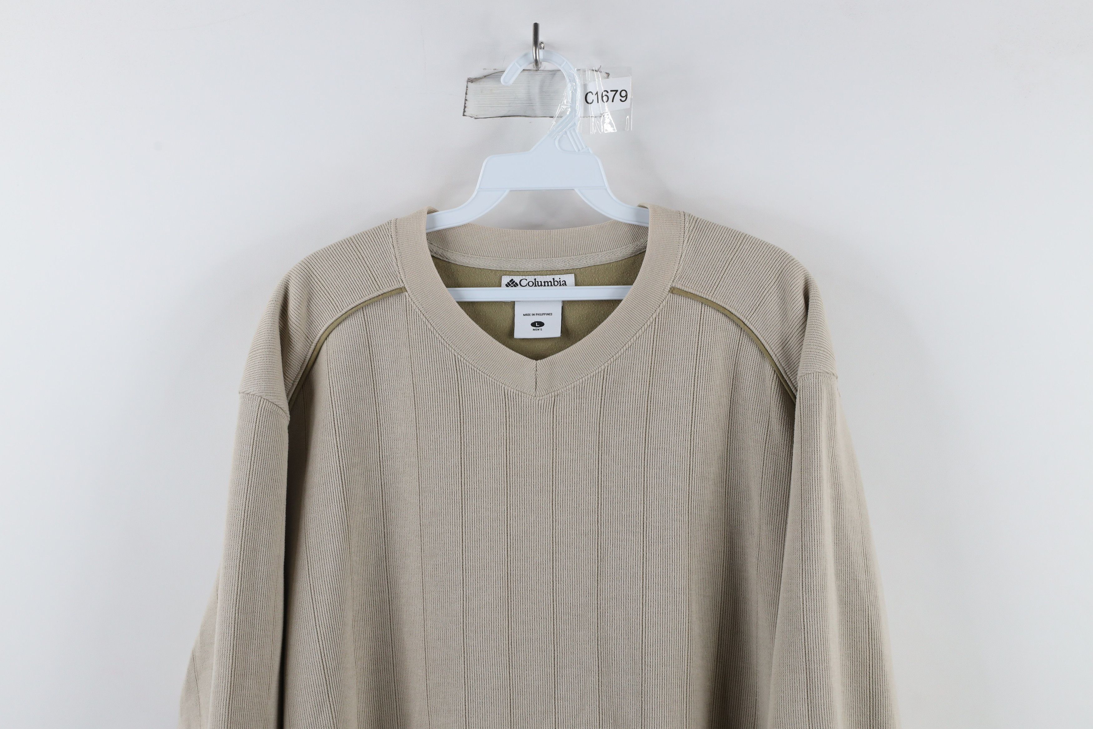Columbia × Vintage Vintage 90s Columbia Spell Out Ribbed Knit Sweater Beige Size US L / EU 52-54 / 3 - 2 Thumbnail