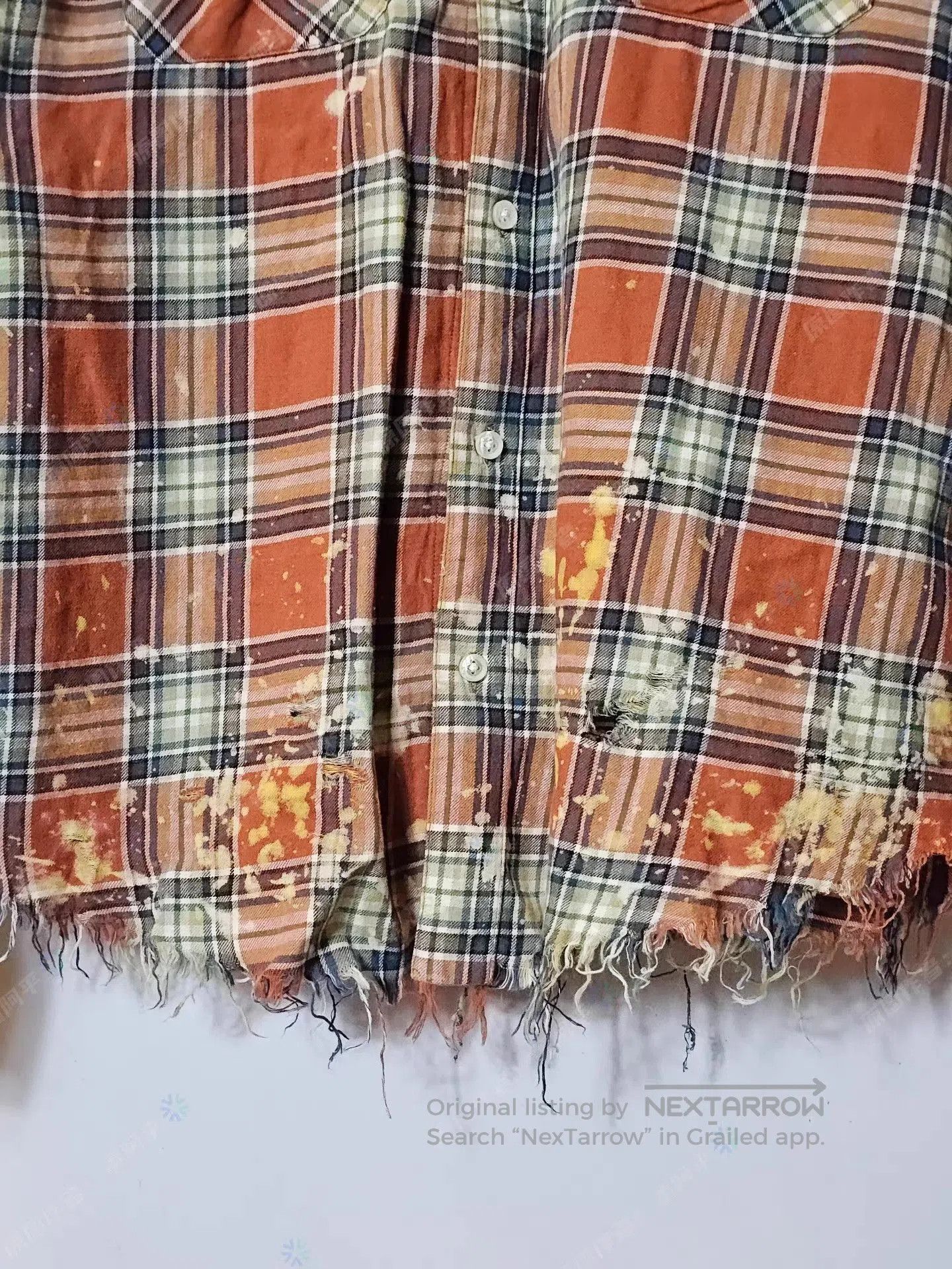 Amiri Multi Plaid Distressed Long Sleeve Button. Size US M / EU 48-50 / 2 - 8 Thumbnail