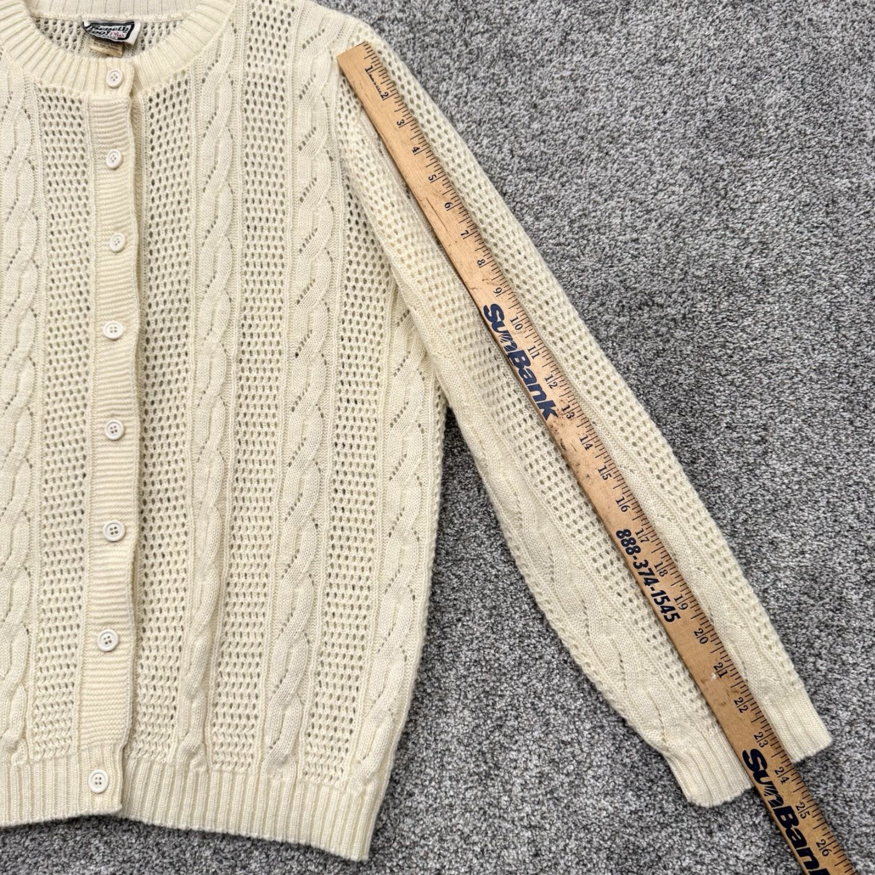 Vintage VINTAGE Keneth Too Plus Cardigan Sweater Plus 1X Ivory 80s Grandmacore Fisherman Women Size XL / US 12-14 / IT 48-50 - 3 Thumbnail