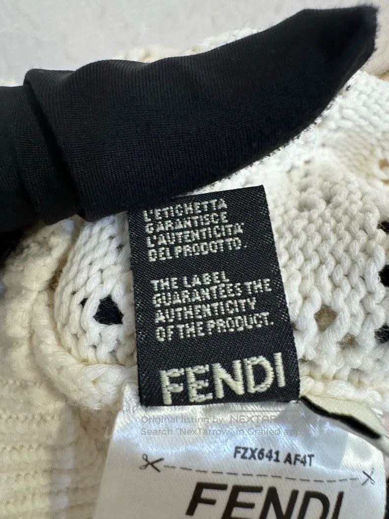 Fendi Fendi Double F Full-Print Logo Openwork Knit Short Sleeve Size XS / US 0-2 / IT 36-38 - 5 Thumbnail