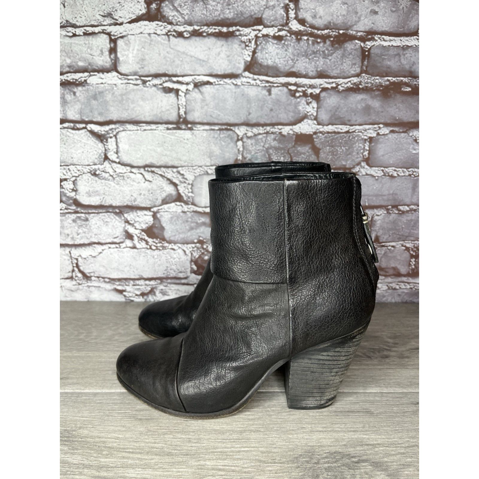 Rag & Bone Rag Bone Newbury Black Leather Stacked Heel Ankle Booties Wo Size US 8 / IT 38 - 17 Thumbnail