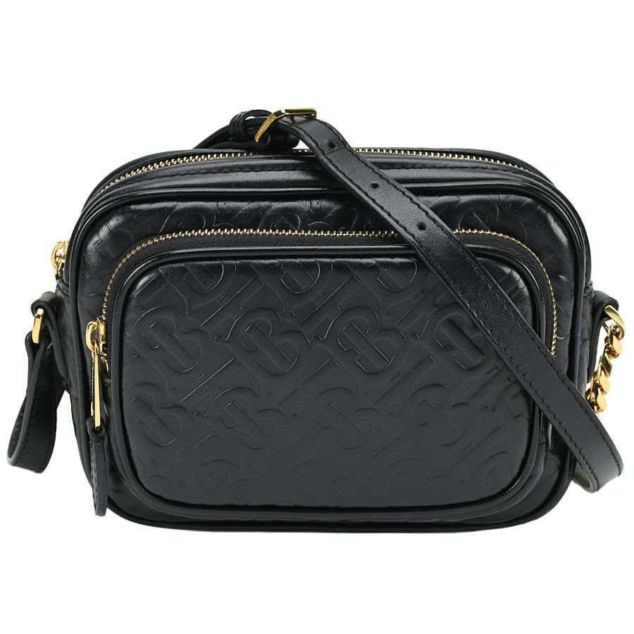 image of Burberry Chain Shoulder Bag Gold Metal Leather Black, Women's