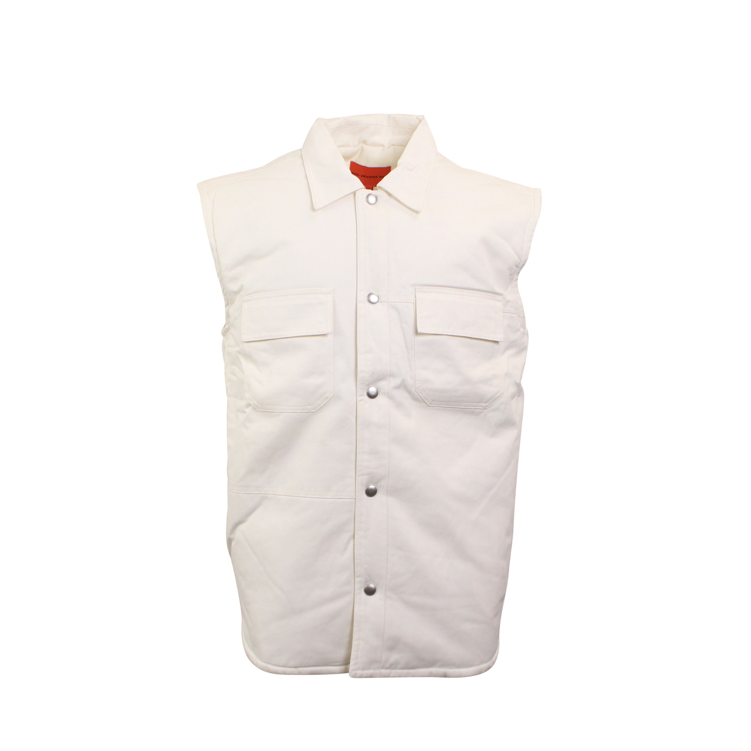 image of Who Decides War White Pocketed Work Vest Size M, Men's