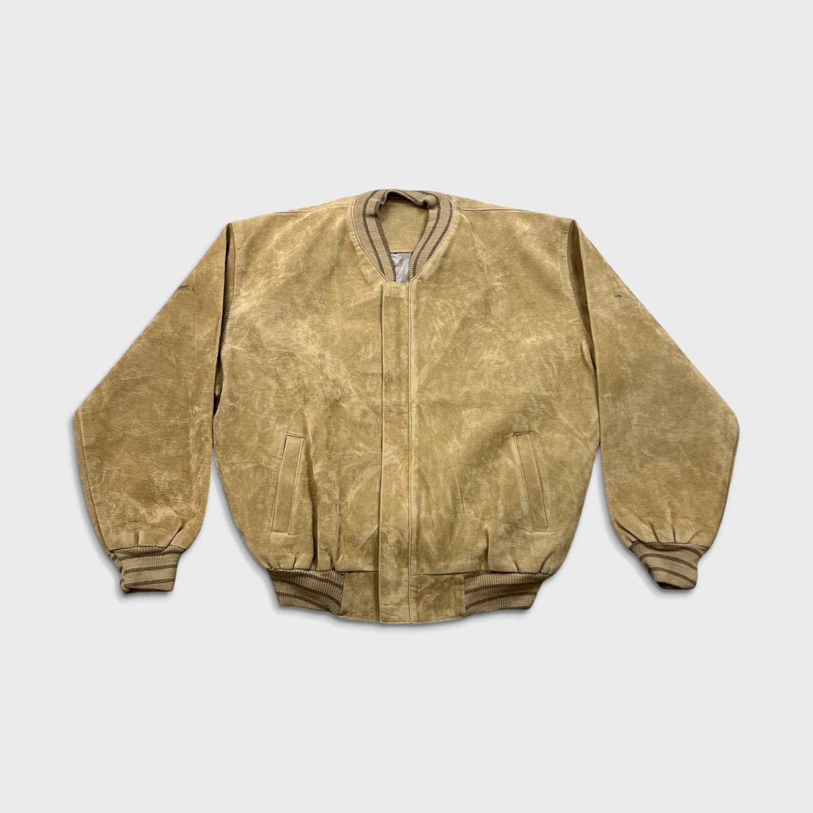 Vintage Suede Jacket Medium Full Zip Italian Bomber Coat