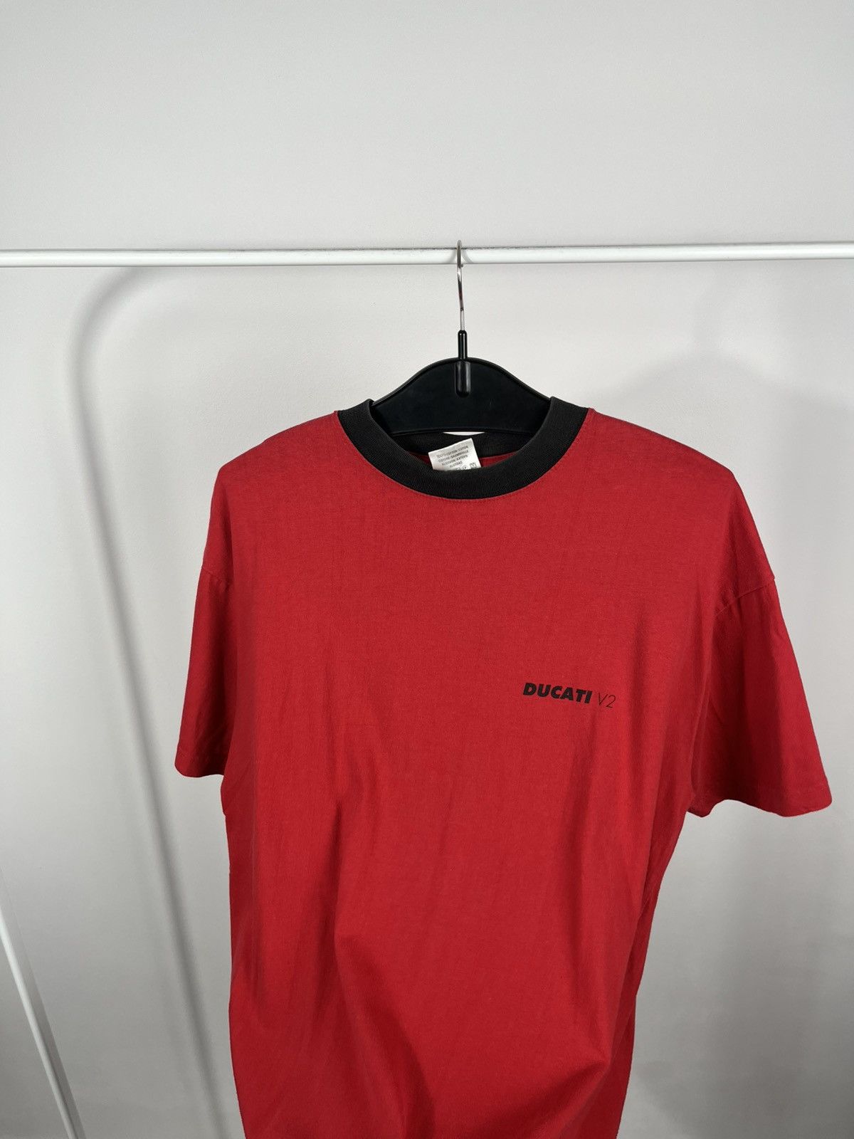 Ducati Ducati V2 Red T-Shirt Black Collar Moto Tee 100% Cotton Size US L / EU 52-54 / 3 - 7 Thumbnail