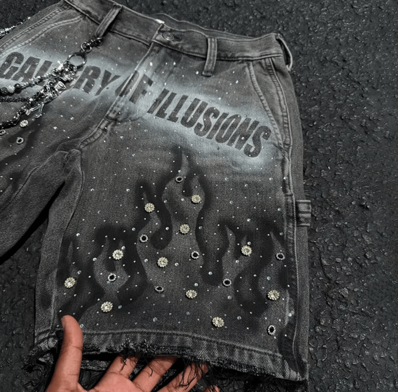 Japanese Brand 2 Distressed Jeans Retro Rhinestone Flame Size US 30 / EU 46 - 5 Thumbnail