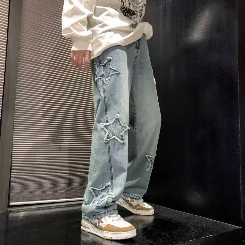 Japanese Brand × Vintage Star Embroidered Fashion Loose Jeans Size US 27 - 3 Thumbnail
