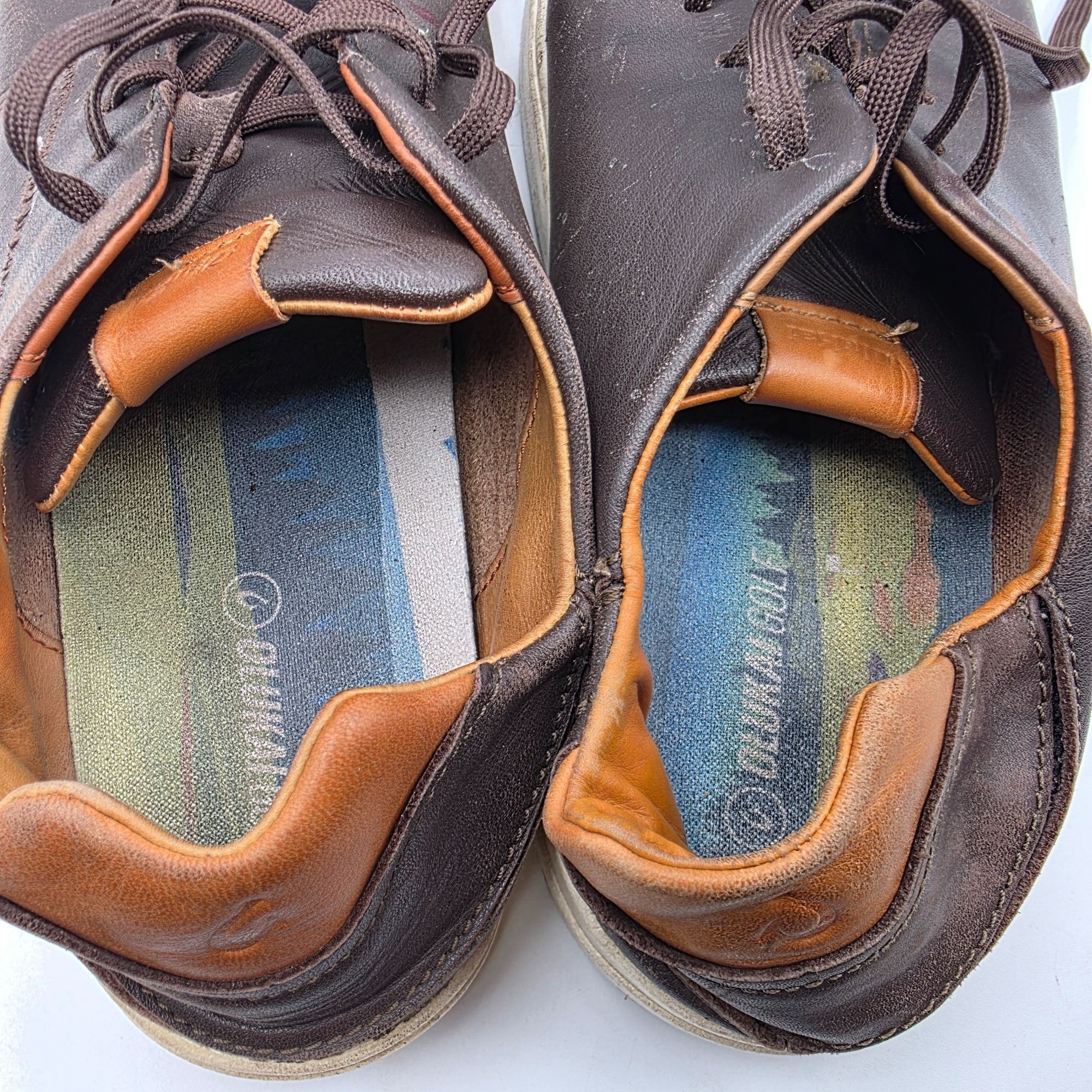 Olukai OluKai Waialae Mens Golf Shoes 10.5 Brown Dark Wood Leather Size US 10.5 / EU 43-44 - 12 Thumbnail