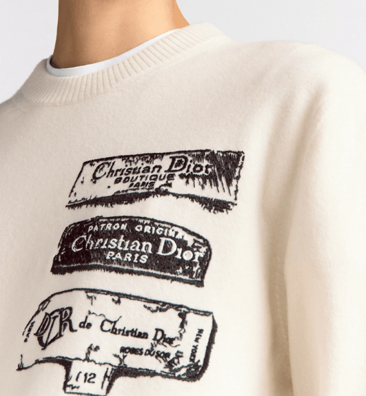Dior o1w1db11025 513M66 Dior Archives Labels Sweater in White Size US M / EU 48-50 / 2 - 6 Thumbnail