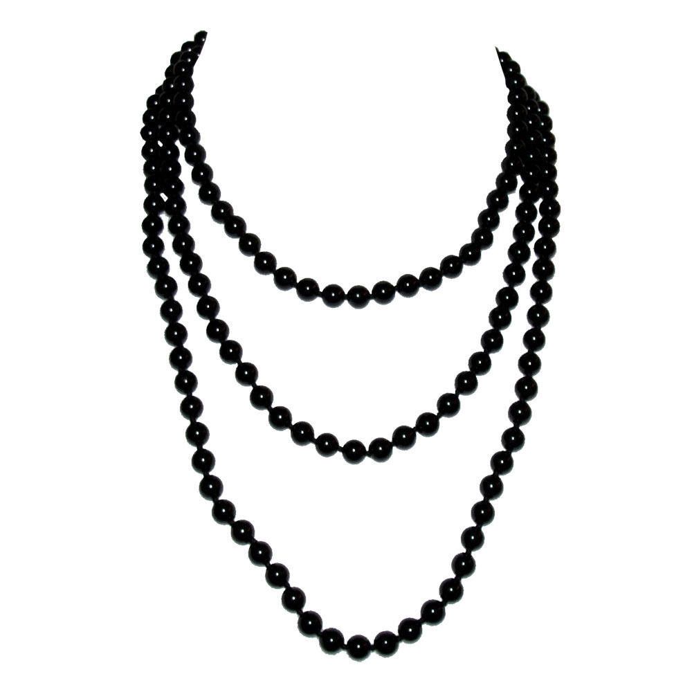 Designer Black Onyx Beaded Flapper Rope Necklace Alberto Juan Size ONE SIZE - 2 Thumbnail