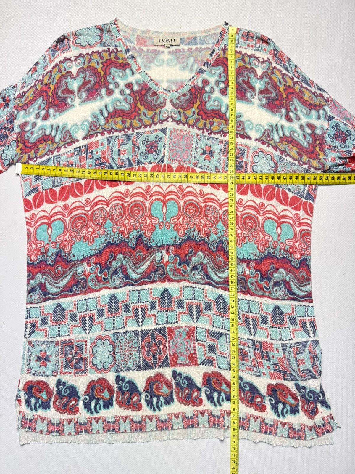 Designer Ivko Multicolor V-Neck Viscose Sweater Size S / US 4 / IT 40 - 8 Thumbnail