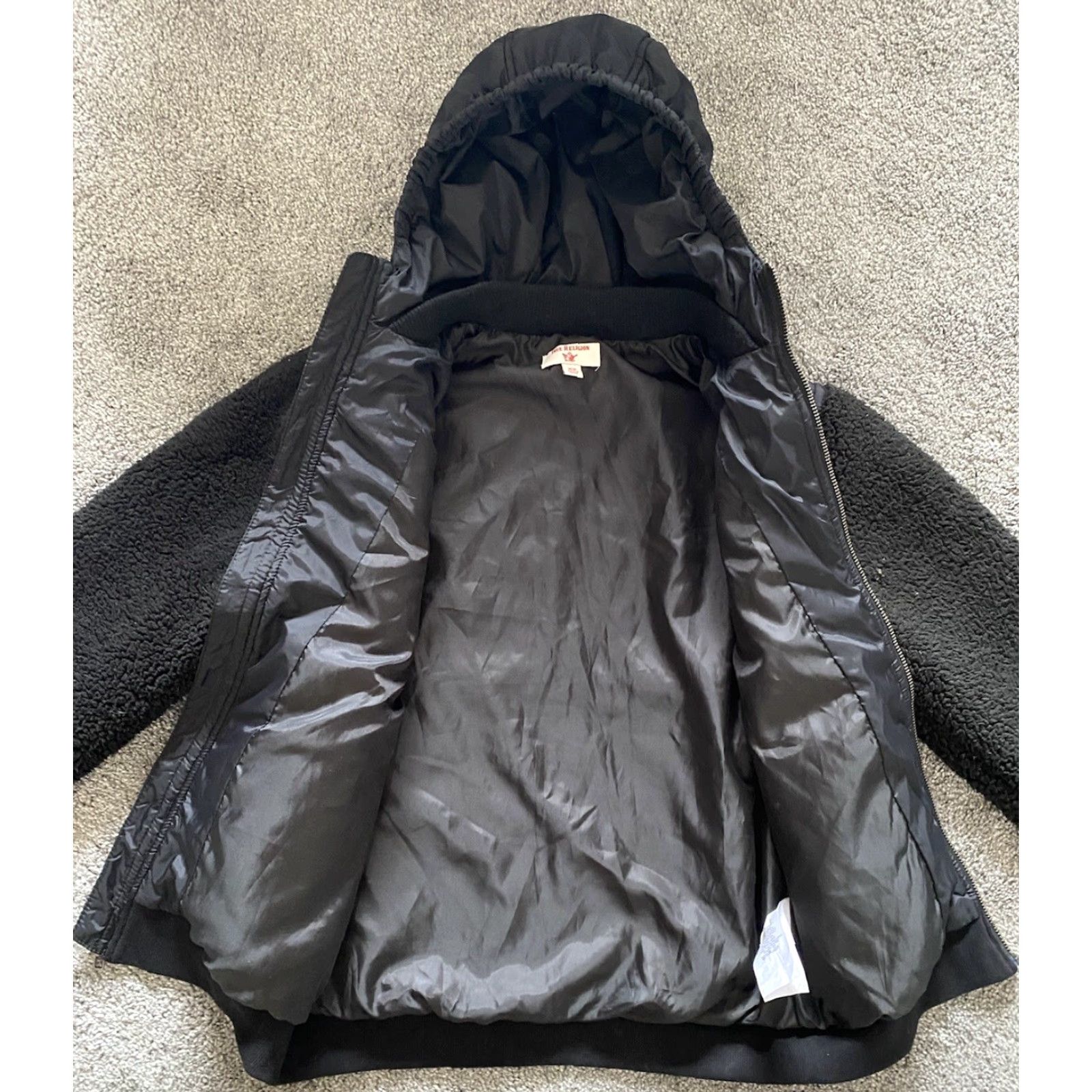 True Religion True Religion Women’s Jacket Size M Black Sherpa Hooded Designer Size M / US 6-8 / IT 42-44 - 2 Thumbnail