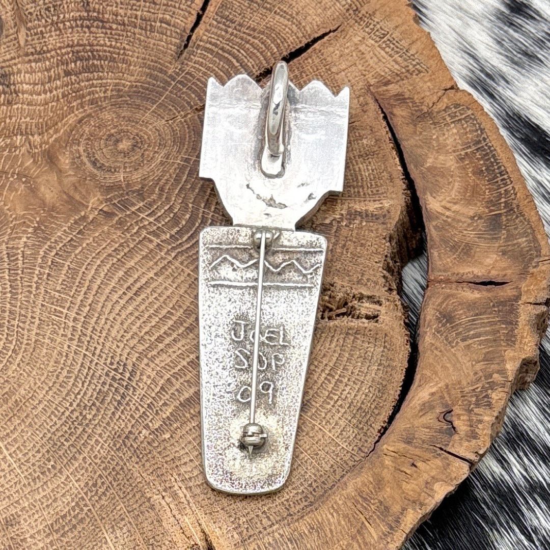 Native 2009 JOEL PAJARITO Tufa Cast & Turquoise Corn Maiden Pendant Size ONE SIZE - 2 Thumbnail