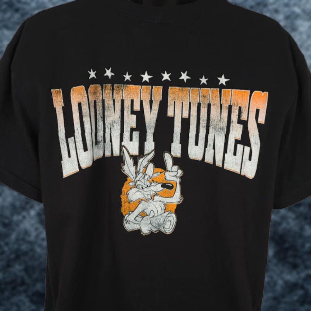 Vintage Looney Tunes T-Shirt Mens XL Black Wile E Coyote Roadrunner Warner Bros Size US XL / EU 56 / 4 - 1 Thumbnail