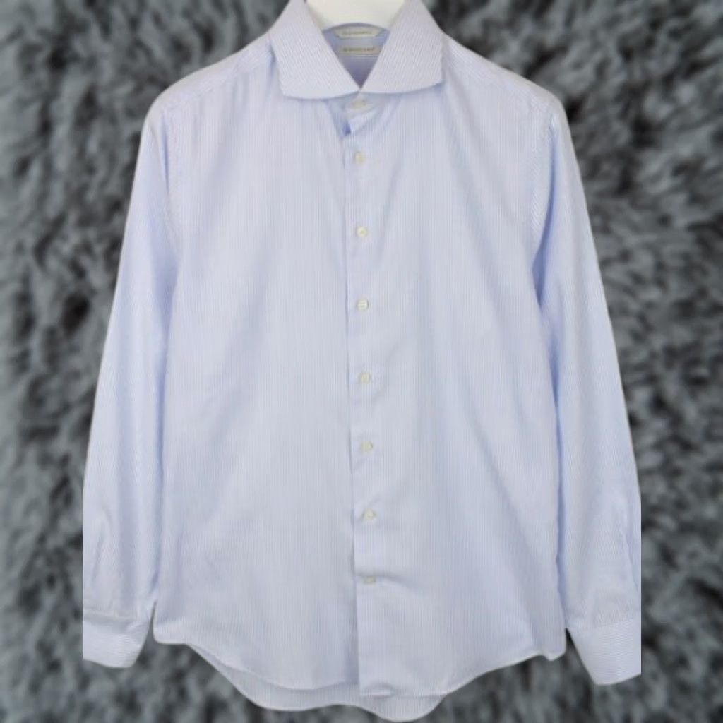 Suitsupply SUITSUPPLY Formal Shirt Men's Extra Slim Fit 42 / 16 1/2 Cutaway Neck Blue Pinstripe Button-Up All Seasons Size 42R - 1 Thumbnail