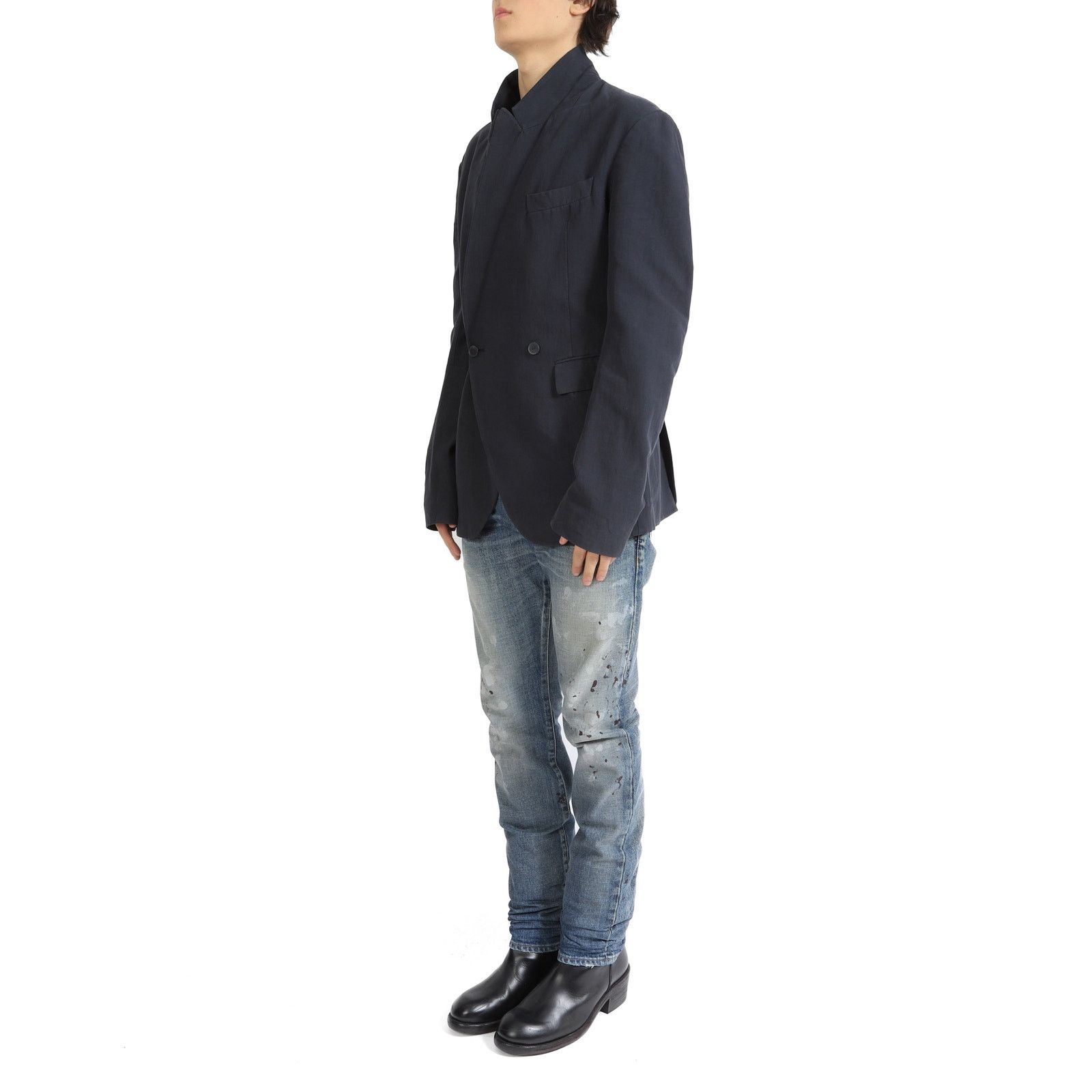 Haider Ackermann SS17 Double Breasted Blazer in Blue Cotton & Linen Size 48R - 5 Thumbnail