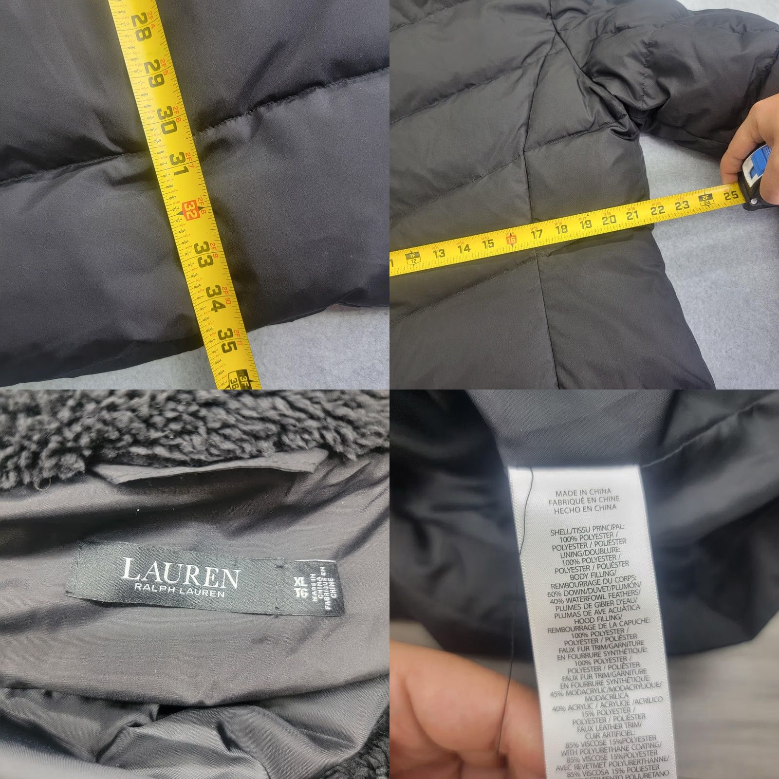 Ralph Lauren VINTAGE Lauren Ralph Lauren Puffer Coat Womens XL Black Hooded Faux Fur Down Parka Long Size XL / US 12-14 / IT 48-50 - 9 Thumbnail