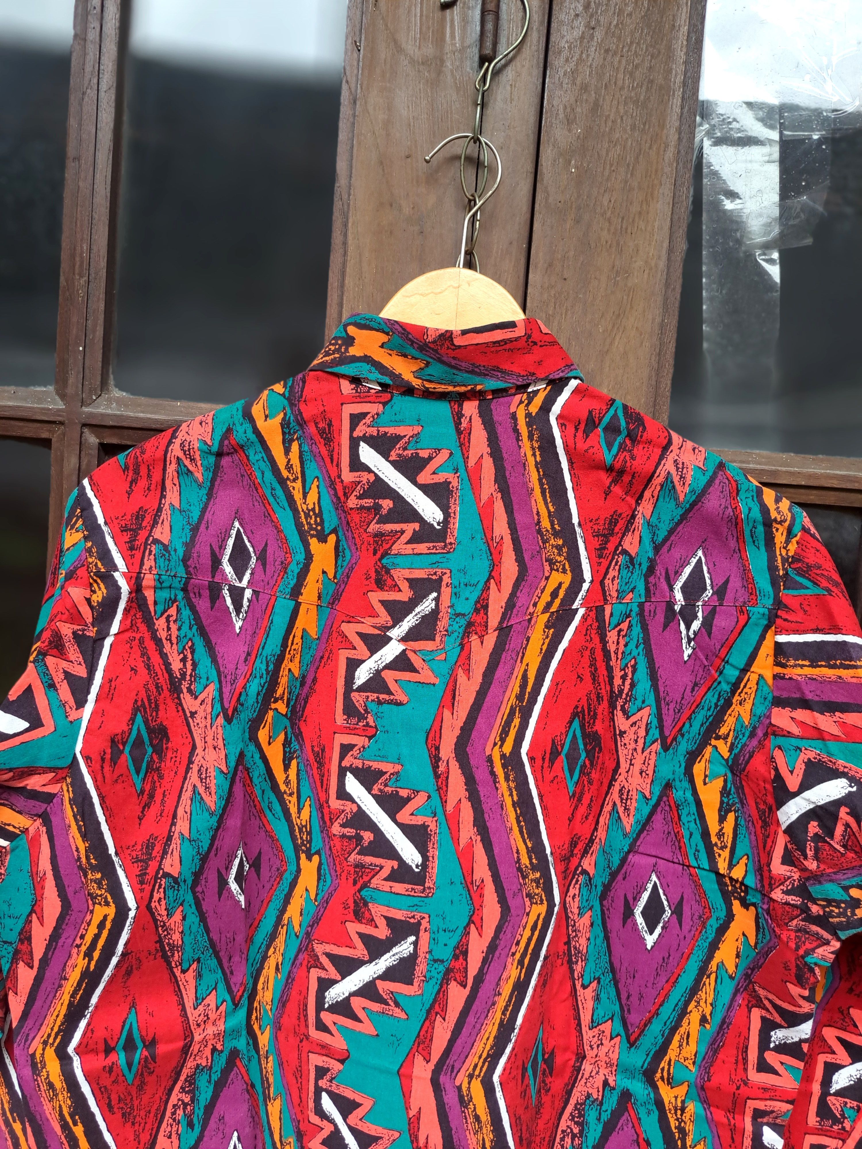 Wrangler Brushpopper Vintage Shirt Aztec Mens Medium