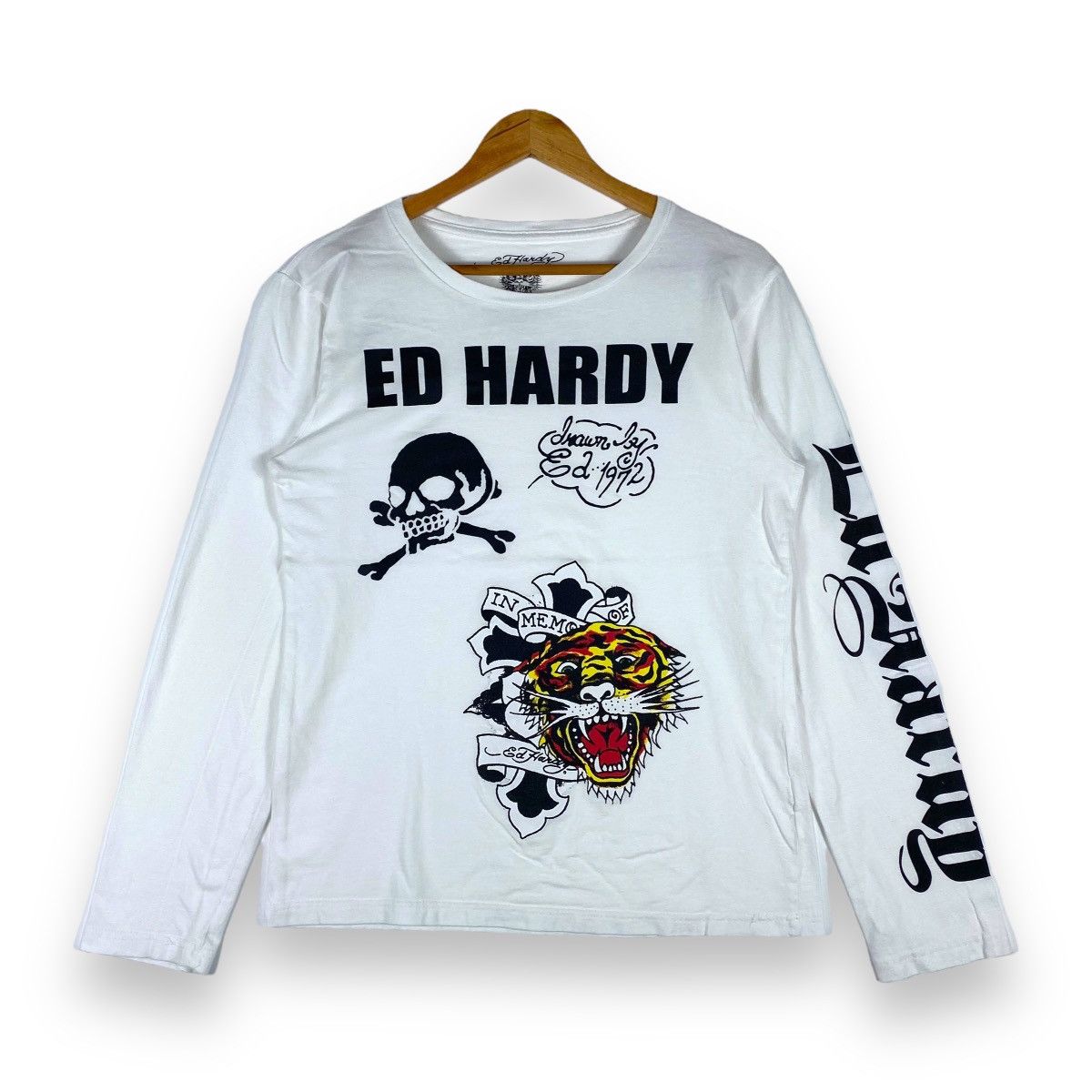 Ed Hardy ED HARDY Drawn By Ed Hardy Tattoo Long Sleeve Women Tee Size XL / US 12-14 / IT 48-50 - 1 Thumbnail