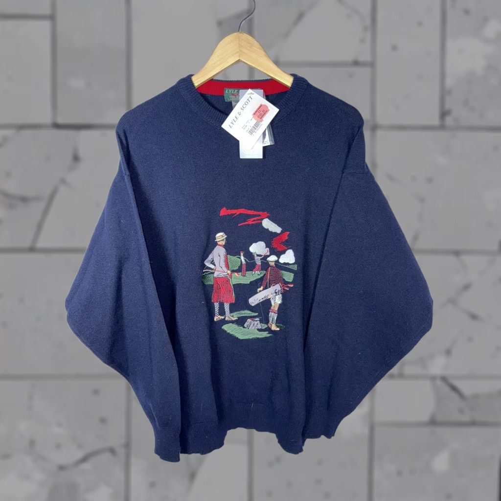 Lyle & Scott NWT Lyle & Scott PURE WOOL Golf Embroidered Print CREW NECK SWEATER Mens L Size US L / EU 52-54 / 3 - 1 Thumbnail